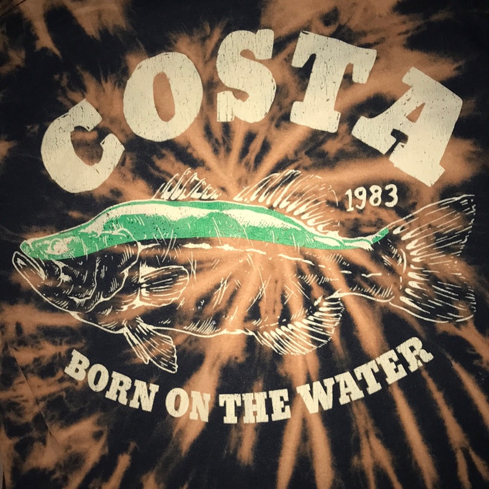 Costa “born in the water” bleached spiral tie dye